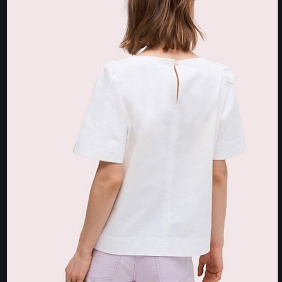 Kate Spade White Twill Blouse size m nwt - Picture 2 of 5
